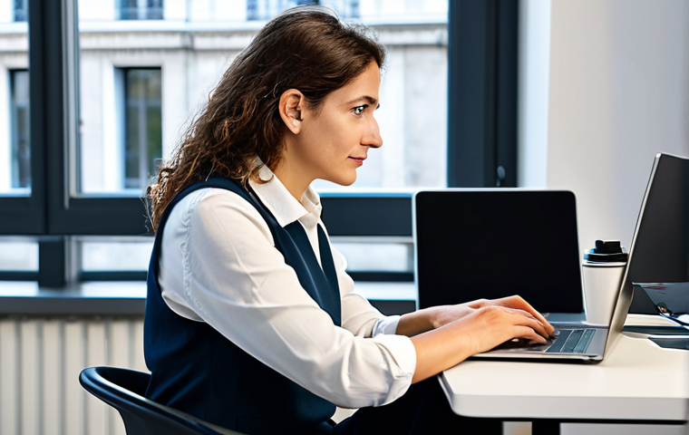 **
"A French author, fully clothed in professional attire, sitting at a desk in a bright, modern co-working space in Paris. She is thoughtfully looking at a laptop screen, with a steaming cup of coffee nearby. The background shows blurred images of other professionals working. Safe for work, appropriate content, professional, perfect anatomy, correct proportions, natural pose, well-formed hands, proper finger count, natural body proportions, high quality, digital art."
**